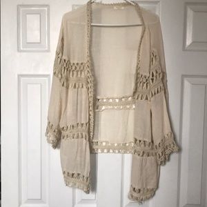 Cream Anthropologie macrame top